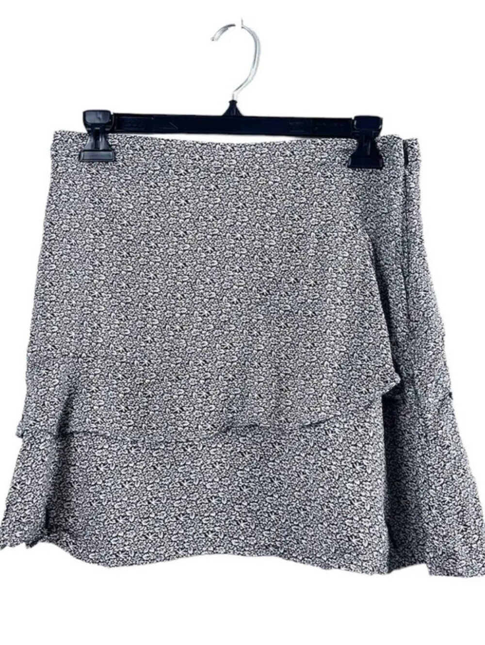 UO y2k Black and Cream Floral Mini Skirt, Size M